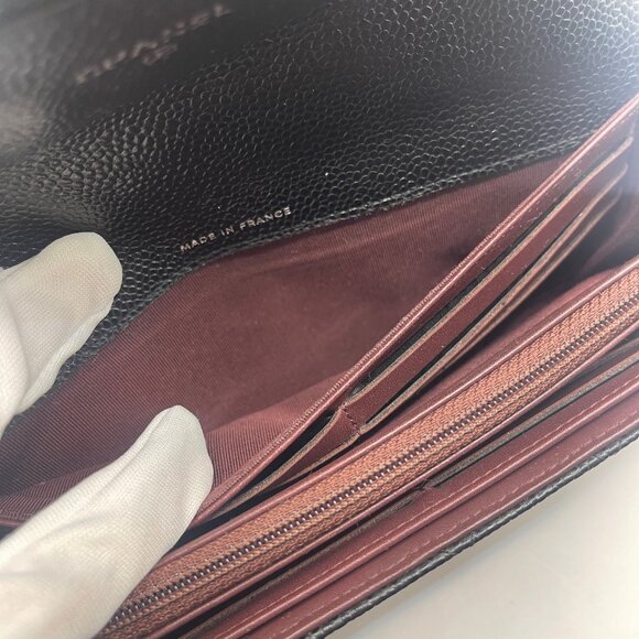 Authentic CHANEL CC Classic Caviar Flap Wallet Quilted Leather Chain Purse Black - Picture 15 of 16